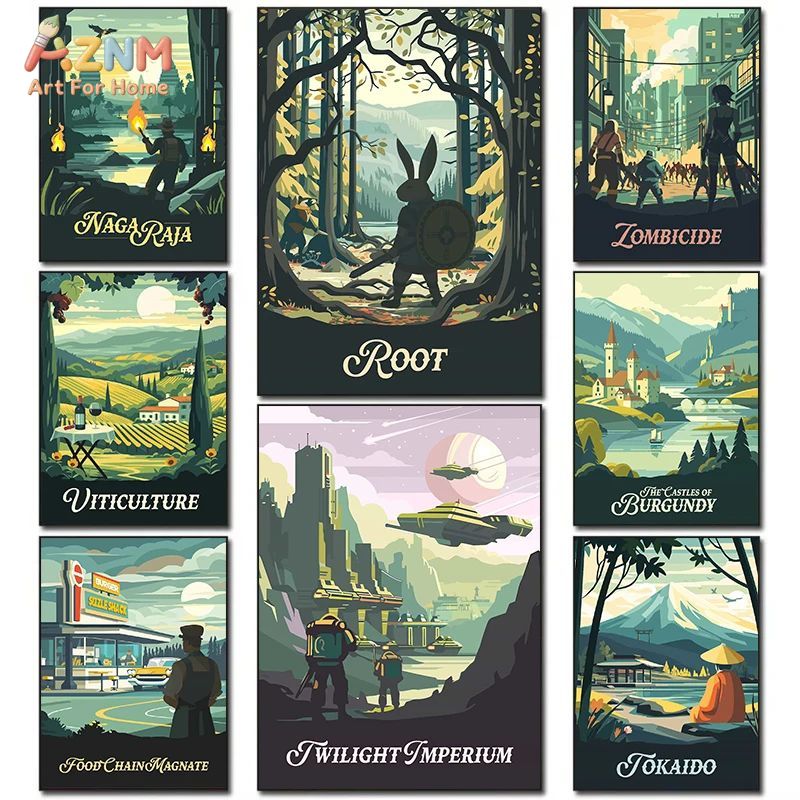 Board Game Print - AZNM Ретро-постер на холсте для настенного